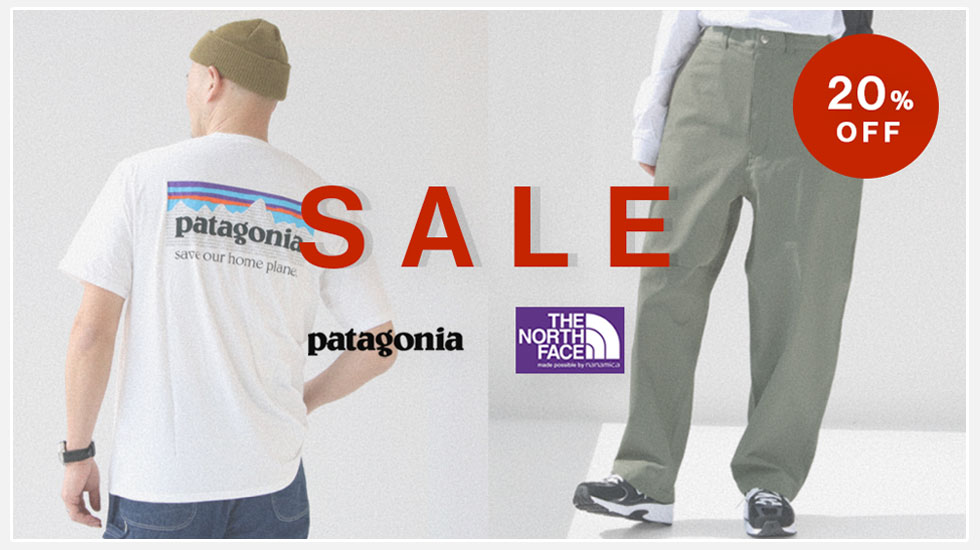 【SALEアイテム追加】“ノースフェイス”・“パタゴニア”のTシャツやボトムスが20％OFFに！