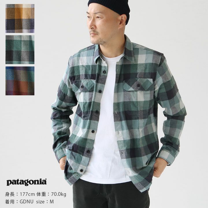 美品!]パタゴニア ミッドウェイトフィヨルドフランネルシャツXS(紺、赤 