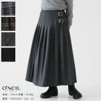 O'NEIL OF DUBLIN(オニールオブダブリン) WORSTED WOOL LOW WAIST PLEATS WRAP SKIRT(NOD0853)