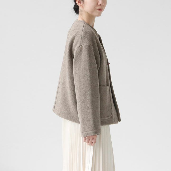 DANTON ダントン｜ウールライトパイル カラーレスジャケット DT