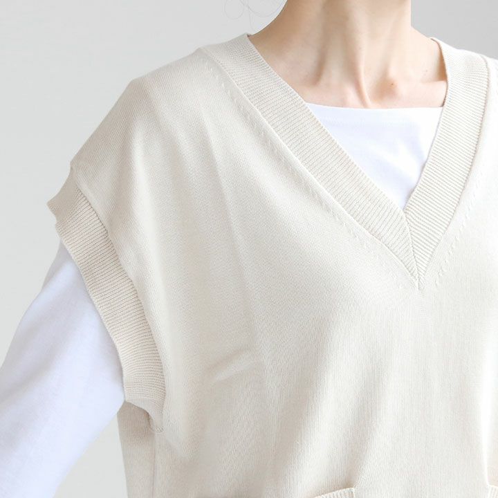 【定価3.5万】マーガレットハウエル MARGARET HOWELL *WOOL LINEN ARGYLEベスト*2モノトーンクルーネック(2-2502-130)【80C52】 MARGARET HOWELL(マーガレット・ハウエル) LONG STAPLE COTTON