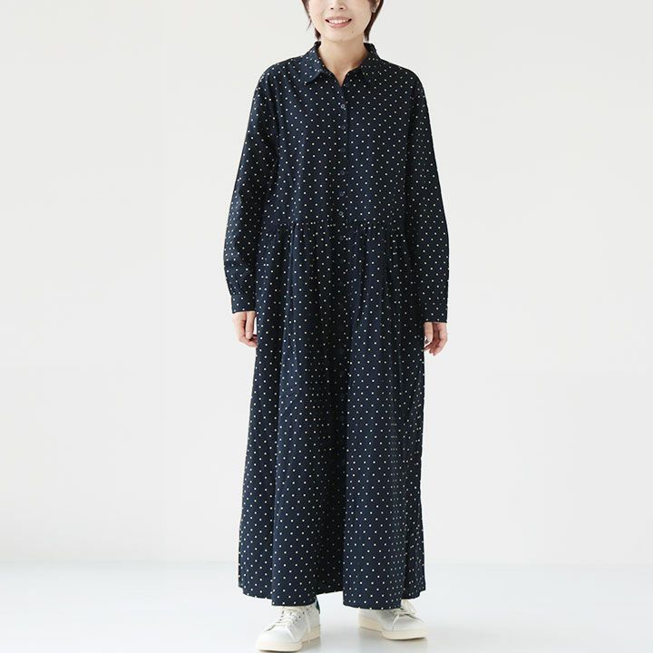 SOIL（ソイル）| 40Sポプリン ドットプリントシャツワンピース SOIL(ソイル) 40'S ポプリン ドットプリント シャツワンピース