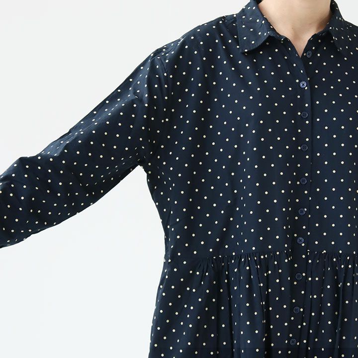 SOIL(ソイル) 40'S ポプリン ドットプリント シャツワンピース
