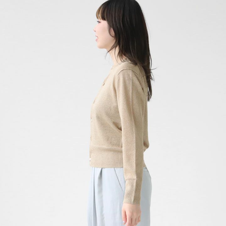 MACPHEE(マカフィー) プレーンリネン クルーネックカーディガン