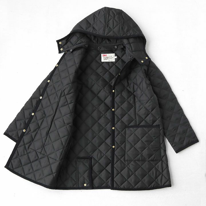 トラディショナルウェザーウェアARKLEYフードキルティングコート36ミドル ARKLEY MIDDLE HOOD アークリー ミドル フード｜ブラック｜ウィメンズ