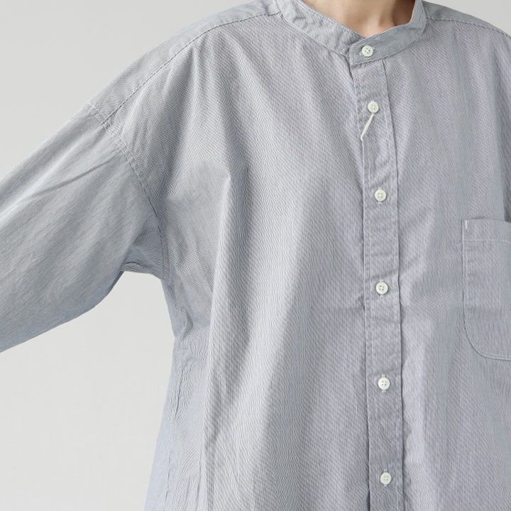 プリット prit 40/1ブロードストライプ スタンドカラービッグシャツ prit｜長袖シャツ 40/1ブロードストライプ スタンドカラービッグ
