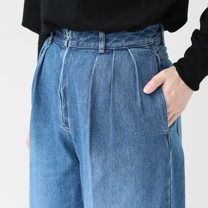 MACPHEE(マカフィー) コットンデニム タックワイドパンツ(12-04