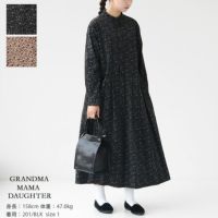 GRANDMA MAMA DAUGHTER(グランマ ママ ドーター) 花柄コーデュロイバンドカラーワンピース(GE2333341)