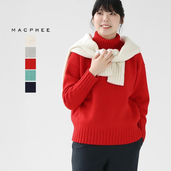 MACPHEE マカフィー　ウールカシミヤタートルネックプルオーバー　グレー MACPHEE マカフィー ウールカシミヤタートルネックプルオーバー