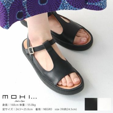 MOHI/ レザーTストラップオープントゥフラットシューズ 38 MOHI/ レザーTストラップオープントゥフラットシューズ 38 モヒ