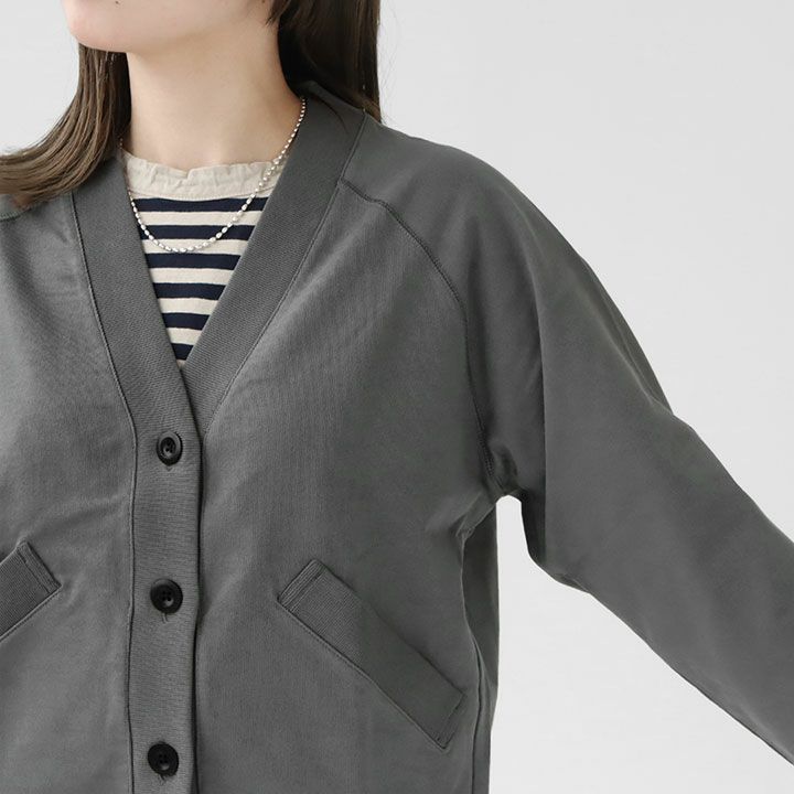 美品 24AW MHL エムエイチエル マーガレットハウエル WORN COTTON ジャージカーディガン 595-4269512 サイズ2 グレー レディース 古着 中古 MHL.(エムエイチエル) WORN COTTON ジャージカーディガン(595