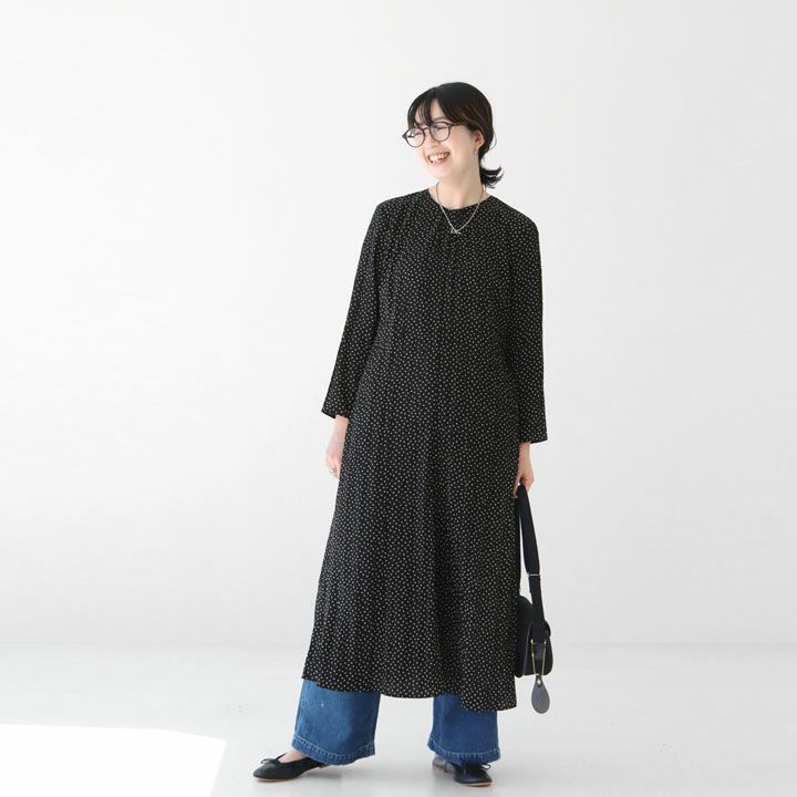 美品⭐︎BALLSEY ランダムプリーツドットプリント ソフトマーメイドワンピース Ballsey(ボールジィ) ランダムプリーツドットプリント ソフト