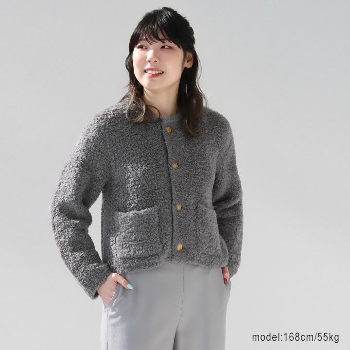 MACPHEE(マカフィー) ムートン クルーネックカーディガン(12-02-44