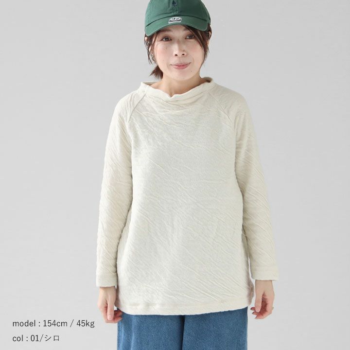 PRIT(プリット) 1/25ウール綿接結ラグランスリーブ ボトルネック