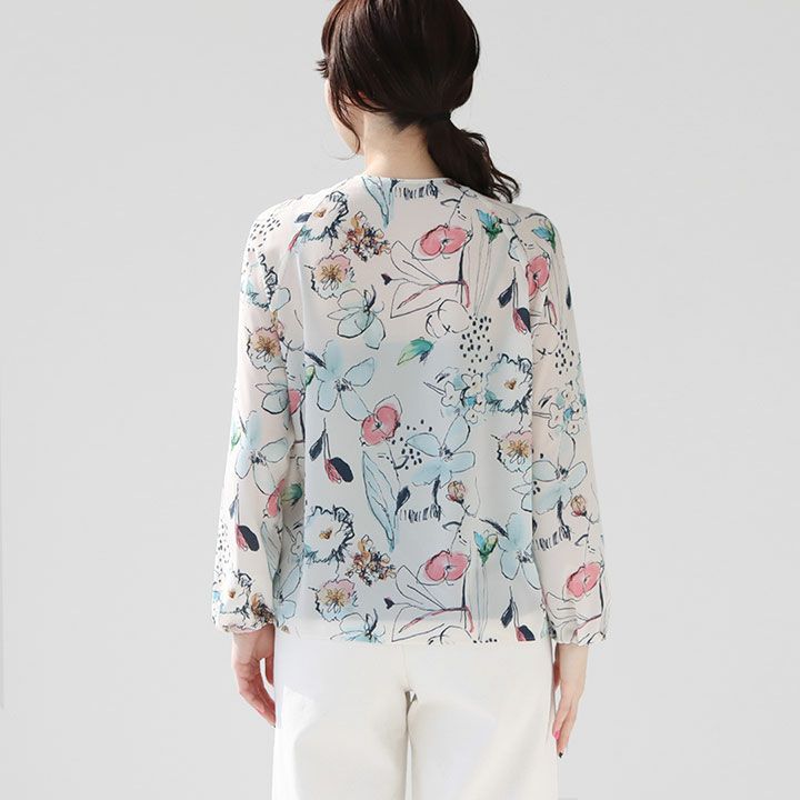 【SALE】TOMORROWLAND(トゥモローランド) ブルームフラワープリント パイピングリボンブラウス(13-01-51-01001)※セール商品の為、送料無料サービス対象外 SALE】TOMORROWLAND(トゥモローランド) ブルームフラワー