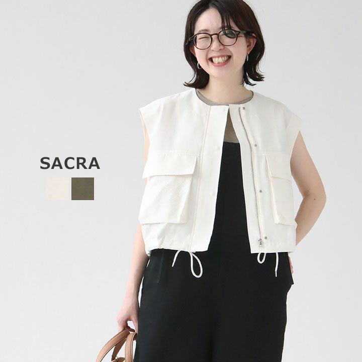 SACRA サクラ CO/PE TUMBLER FINISH 温かく GILET クロップドジレ 