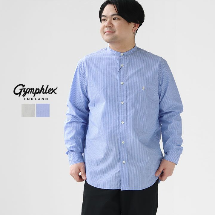 Gymphlex◆長袖シャツ/--/コットン/BLU/ストライプ/TY42-117-02 GYMPHLEX ブラウス シャツ Gymphlex | コットンストライプ