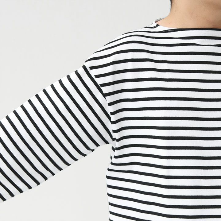 【やさまる】長袖ドロップショルダー 白✕黒　セントジェームス SAINT JAMES セントジェームス OUESSANT LOOSE 長袖ドロップショルダー