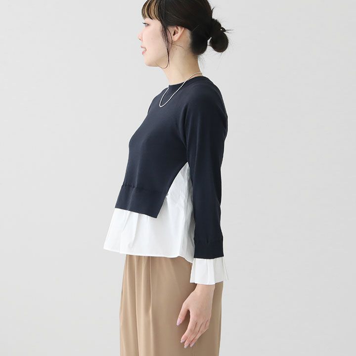 MACPHEE(マカフィー) ファブリックコンビ クルーネックプルオーバー(12