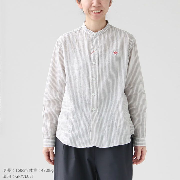 DANTON(ダントン) リネン バンドカラーシャツ(DT-B0279LCT)の