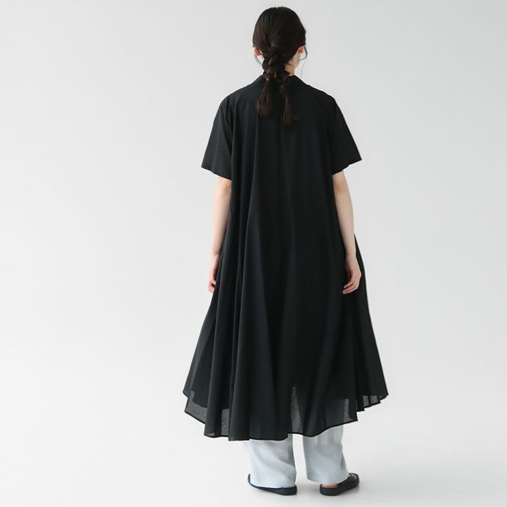 mizuiro ind(ミズイロインド) ハーフスリーブフレアシャツワンピース(2