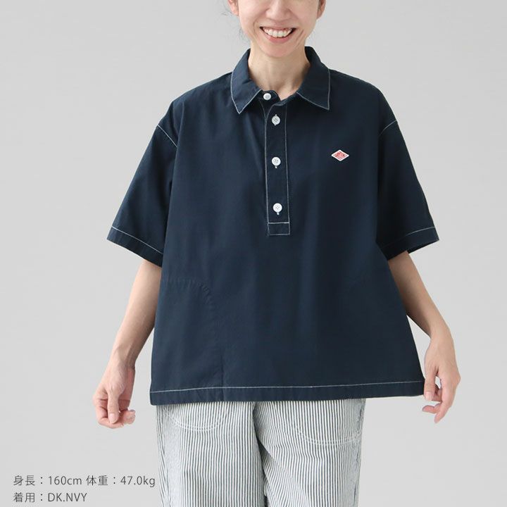 DANTON◆半袖ブラウス/36/コットン/KHK/無地/DT-B0352 HOR// DANTON(ダントン) / 半袖ブラウス/36/コットン/KHK/無地/DT