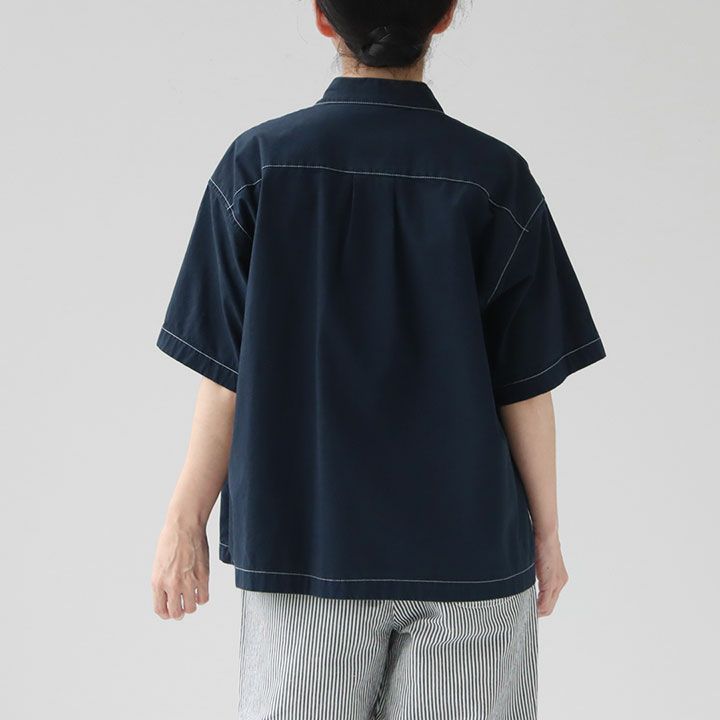 DANTON◆半袖ブラウス/36/コットン/KHK/無地/DT-B0352 HOR// DANTON(ダントン) コットンホースクロス 半袖ワークシャツ DT