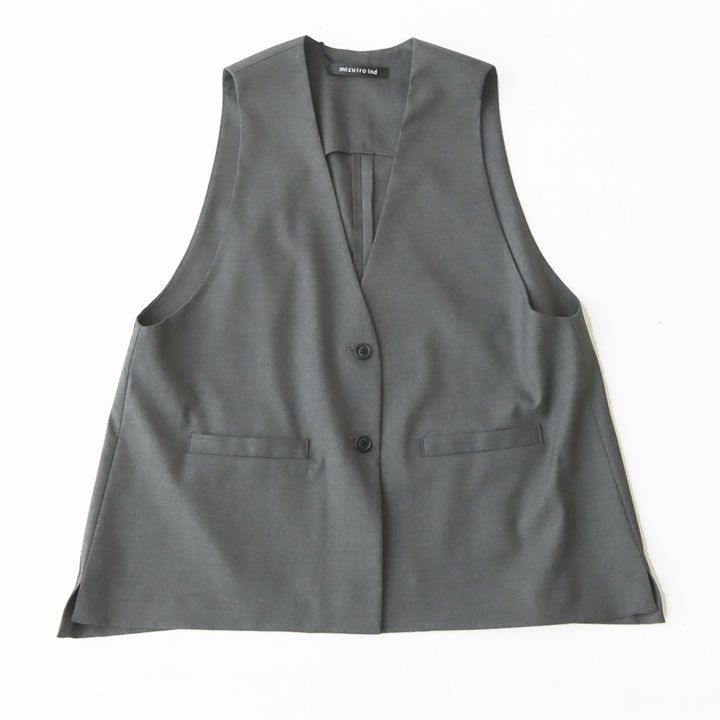 mizuiro ind ミズイロインド｜ディープVネック ワイドベスト 3-230108