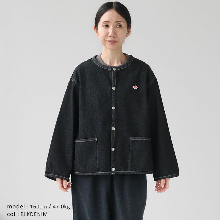 美品❣❣　DANTON デニムノーカラージャケット DANTON｜デニム ノーカラー ショートジャケット DENIM