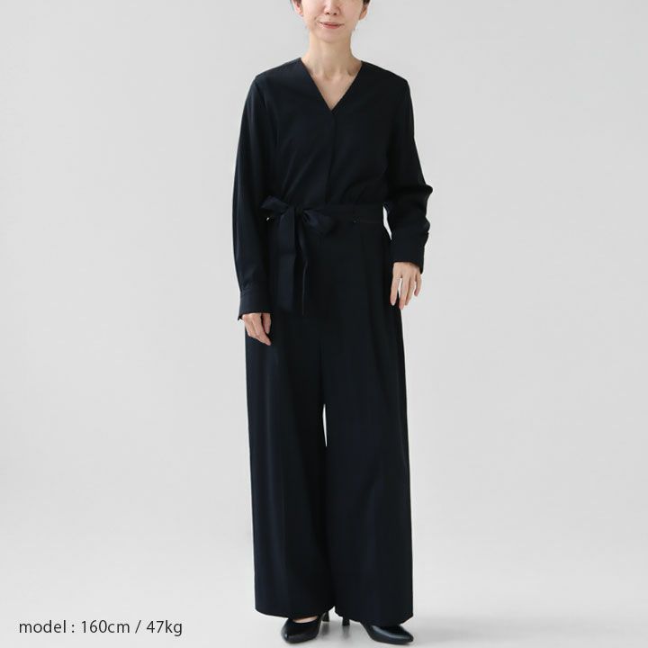 Ballsey ボールジィ｜ドレーピーツイル Vネックオールインワン 11-06